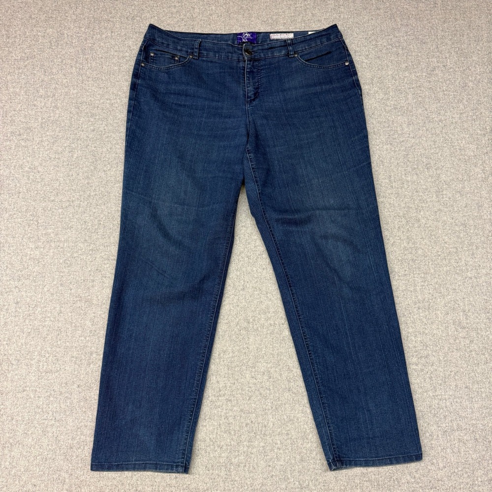 Just My Size Classic Fit Jeans 18W Blue Pacific Wash Stretch Embroidered Pockets